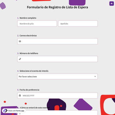 Formulario de Registro de Lista de Espera