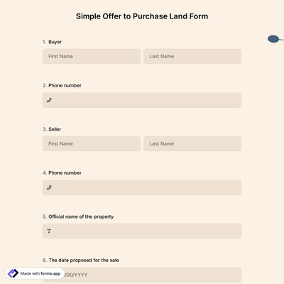 Simple Offer to Purchase Land Form