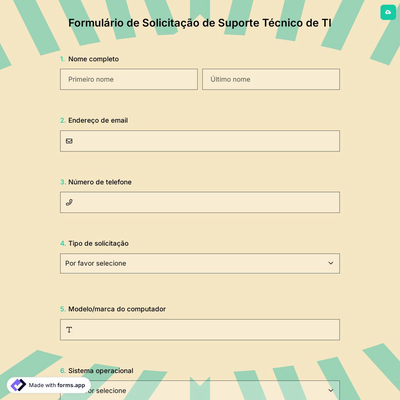 Formulário de Solicitação de Suporte Técnico de TI