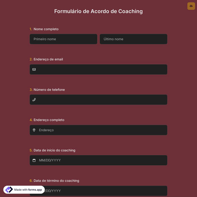 Formulário de Acordo de Coaching
