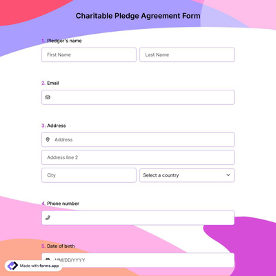Charitable Pledge Agreement Form