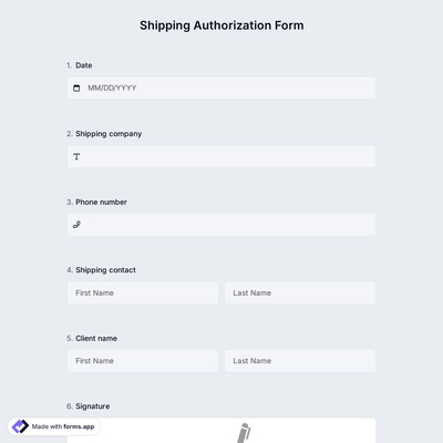 Shipping Authorization Form