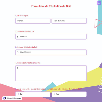 Formulaire de Résiliation de Bail