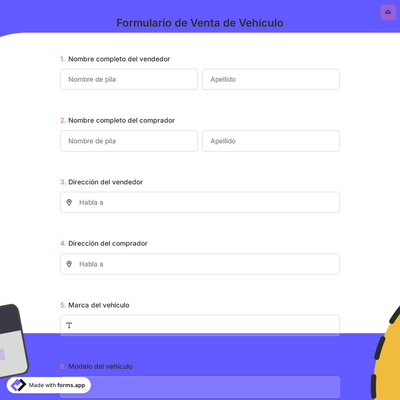 Formulario de Venta de Vehículo