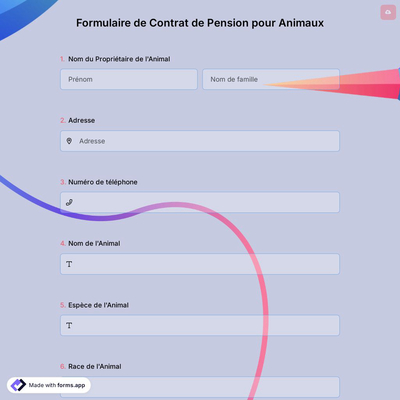 Formulaire de Contrat de Pension pour Animaux