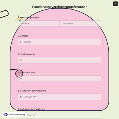 Platzierungsvereinbarungsformular