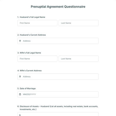 Prenuptial Agreement Questionnaire