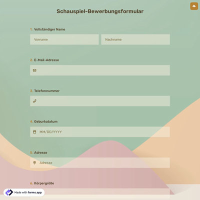 Schauspiel-Bewerbungsformular
