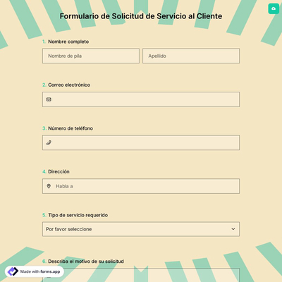 Formulario de Solicitud de Servicio al Cliente