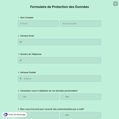 Formulaire de Protection des Données