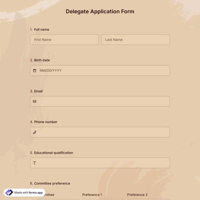 Delegate Application Form