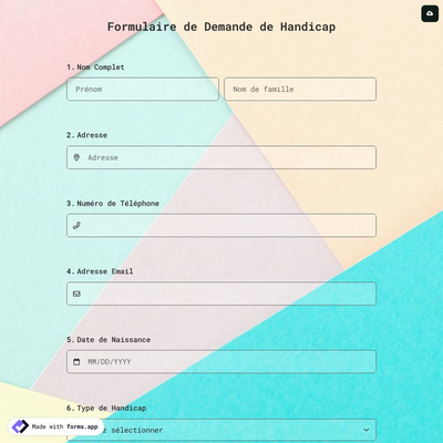 Formulaire de Demande de Handicap