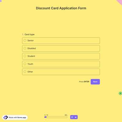 Discount Card Application Form