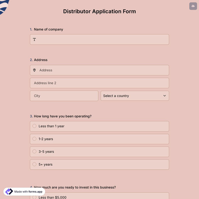 Distributor Application Form