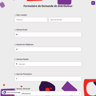 Formulaire de Demande de Distributeur