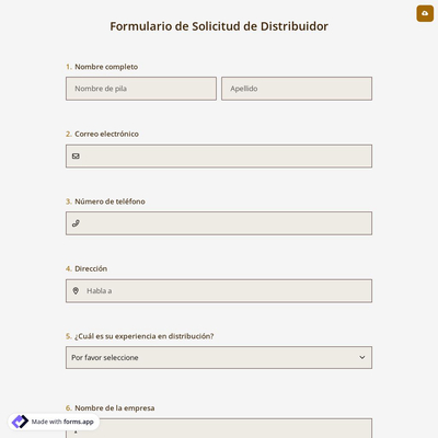 Formulario de Solicitud de Distribuidor