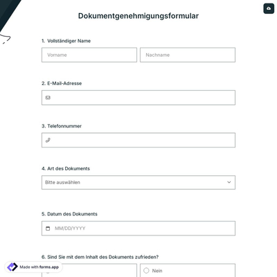 Dokumentgenehmigungsformular