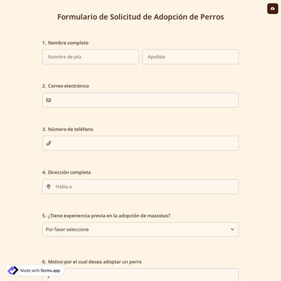 Formulario de Solicitud de Adopción de Perros