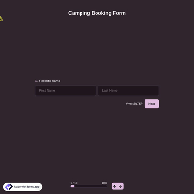 Camping Booking Form