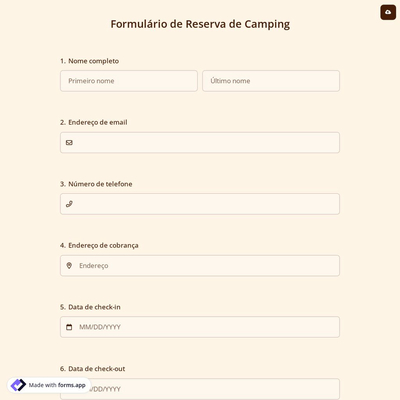 Formulário de Reserva de Camping