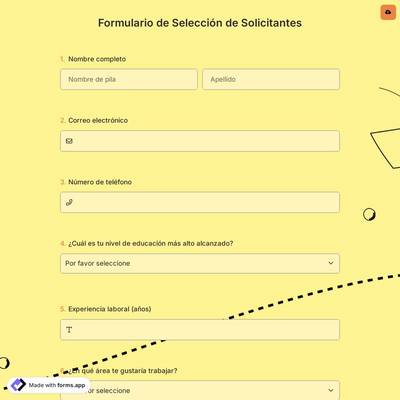 Formulario de Selección de Solicitantes