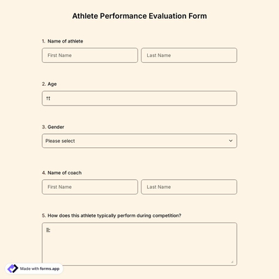 Athlete Performance Evaluation Form