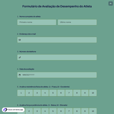Formulário de Avaliação de Desempenho do Atleta