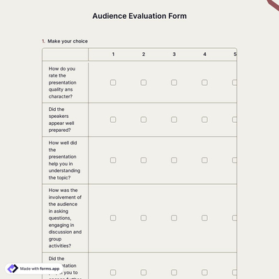 Audience Evaluation Form