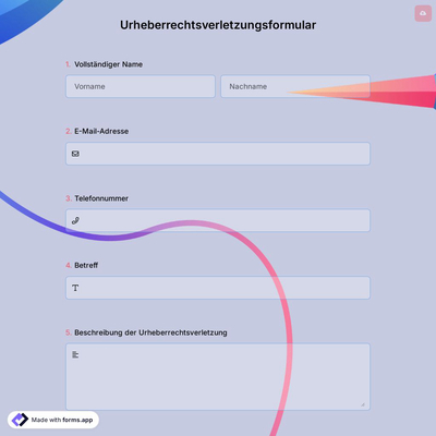 Urheberrechtsverletzungsformular