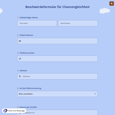 Beschwerdeformular für Chancengleichheit