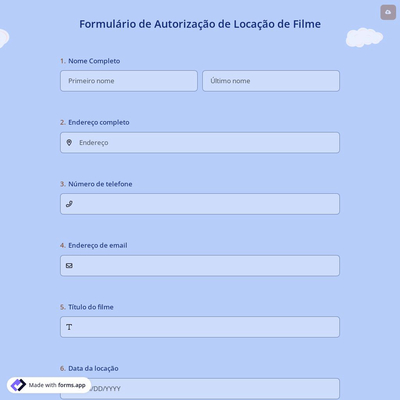 Formulário de Autorização de Locação de Filme