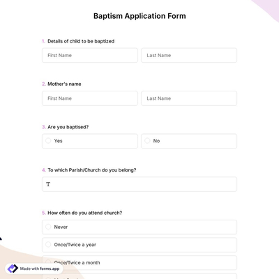 Baptism Application Form
