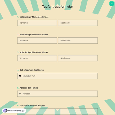 Taufantragsformular