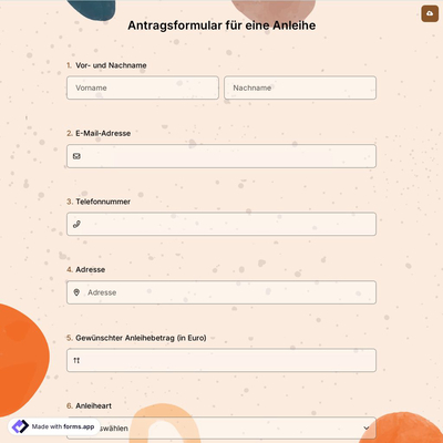 Antragsformular für eine Anleihe