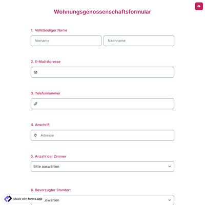 Wohnungsgenossenschaftsformular