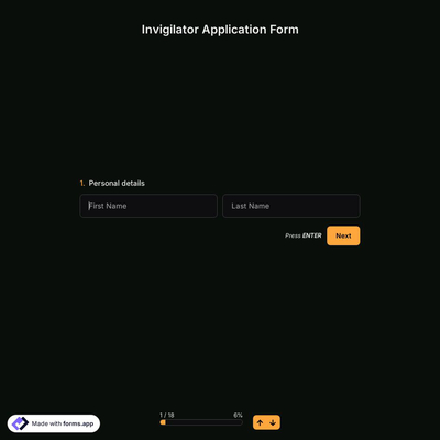 Invigilator Application Form