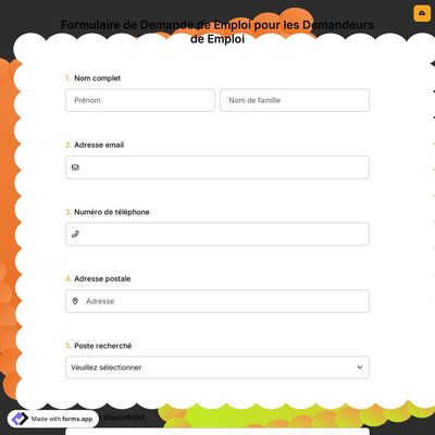 Formulaire de Demande de Emploi pour les Demandeurs de Emploi