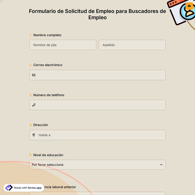 Formulario de Solicitud de Empleo para Buscadores de Empleo
