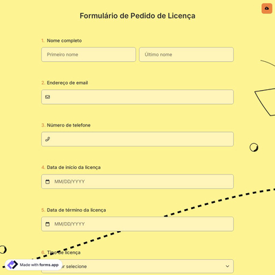 Formulário de Pedido de Licença
