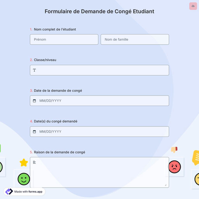 Formulaire de Demande de Congé Etudiant