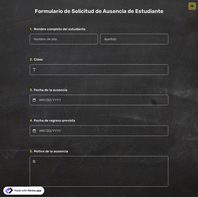 Formulario de Solicitud de Ausencia de Estudiante