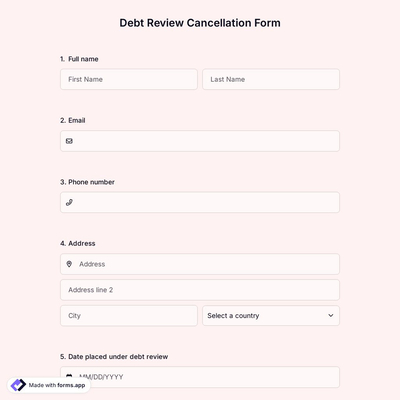 Debt Review Cancellation Form