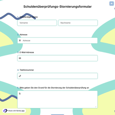 Schuldenüberprüfungs-Stornierungsformular
