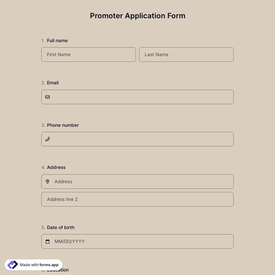 Promoter Application Form
