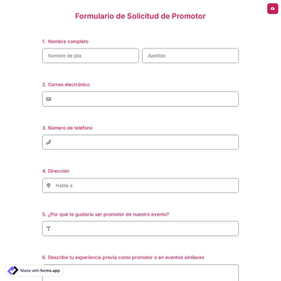 Formulario de Solicitud de Promotor
