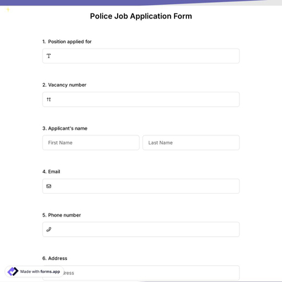 Police Job Application Form