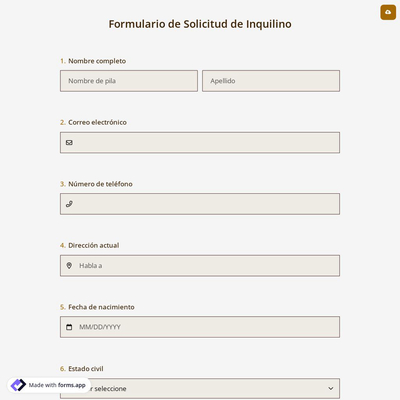 Formulario de Solicitud de Inquilino