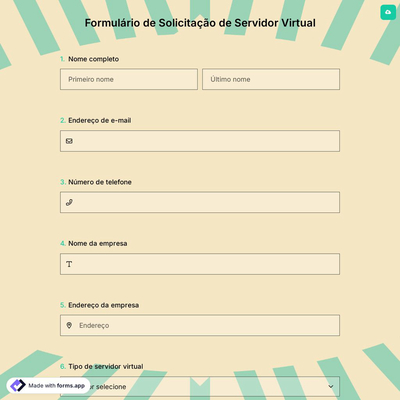 Formulário de Solicitação de Servidor Virtual