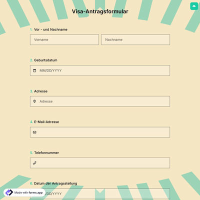 Visa-Antragsformular