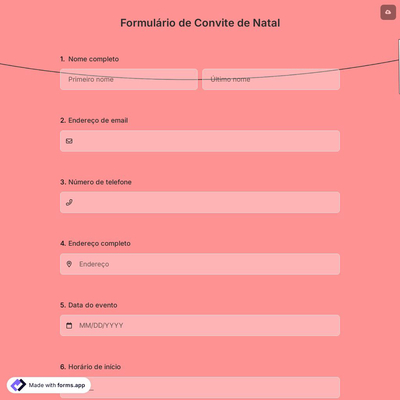 Formulário de Convite de Natal
